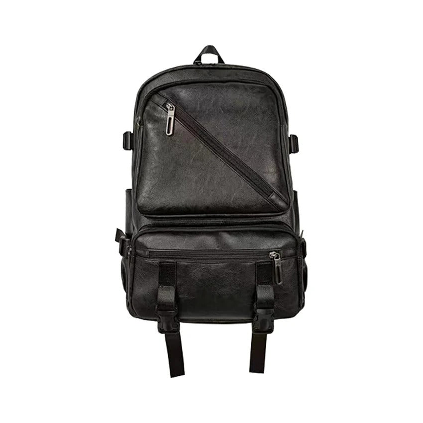 Mid Zip Leather Backpack